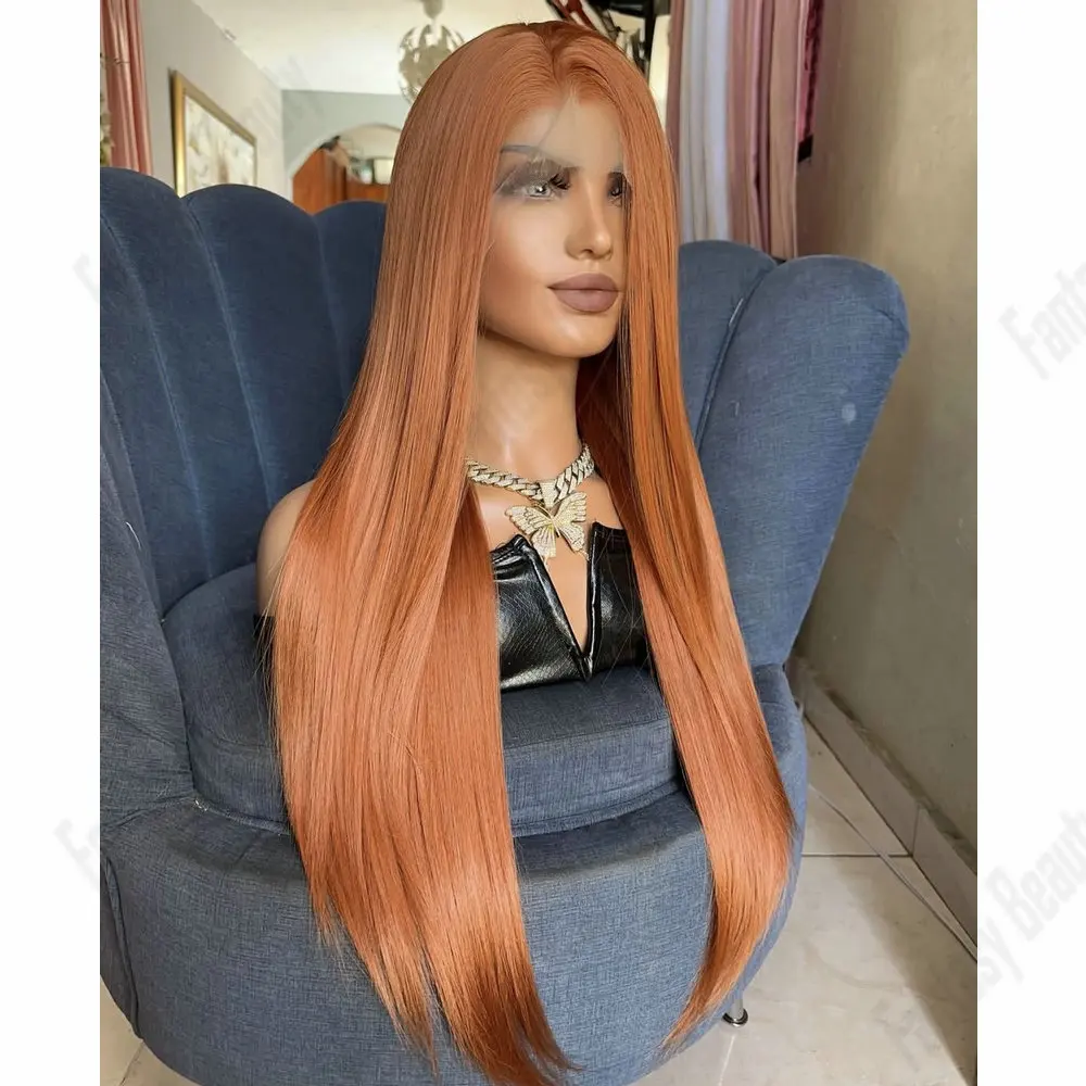 

Длинный шелковый прямой бесклеевой прозрачный кружевной полный парик шнурка человеческие волосы рыжий оранжевый 13x6 кружевные фронтальные парики для женщин европейские волосы