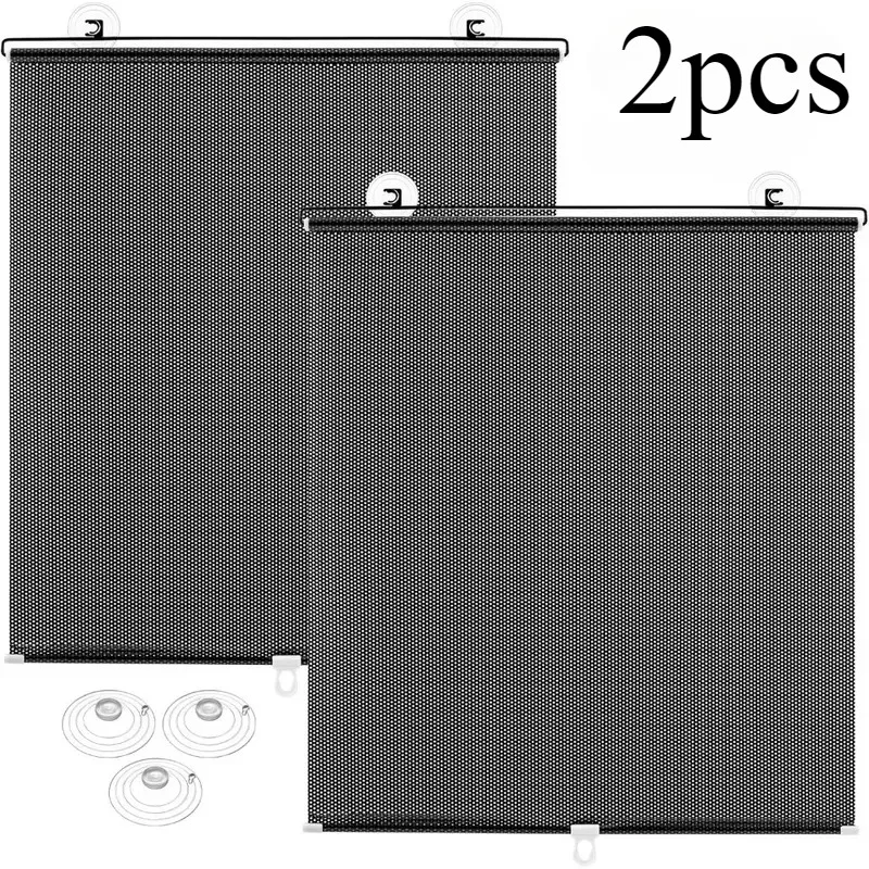 2-Piece Set of Retractable Window Anti UV Insulation Curtain, Windshield Sunshade Curtain Mosquiteras Para Ventana