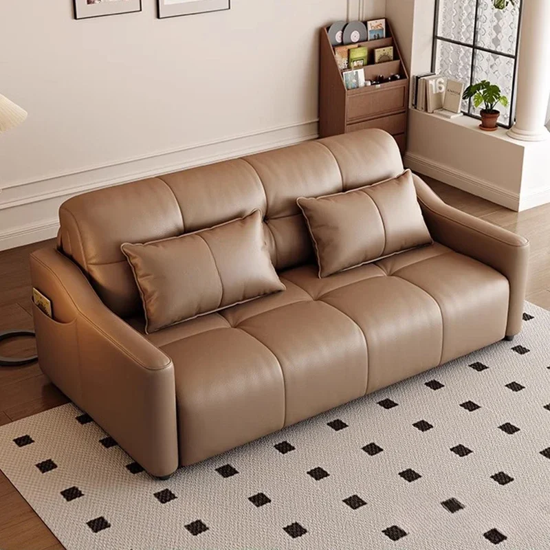 

Smart Sectional Reclining Sofas Italian Luxury Leather Study Living Room Sofas Puff Modular Home Furniture Divano Letto FYRS