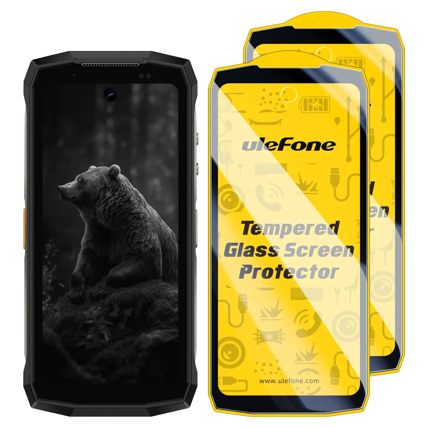 Beschermhoes Voor Ulefone Armor 28 Ultra – Zacht TPU, Met Standaardring, 1 Gehard Glas, Schokbestendig, Zwart