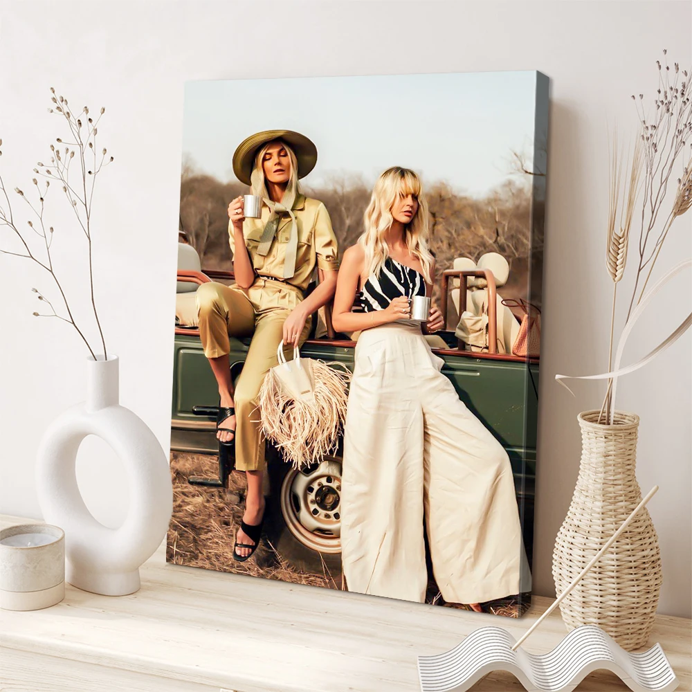1 Pc Customized Photos on Canvas with DIY Wood Frame or frameless poster,Personalized Custom Photos for Your Lover,family,friend