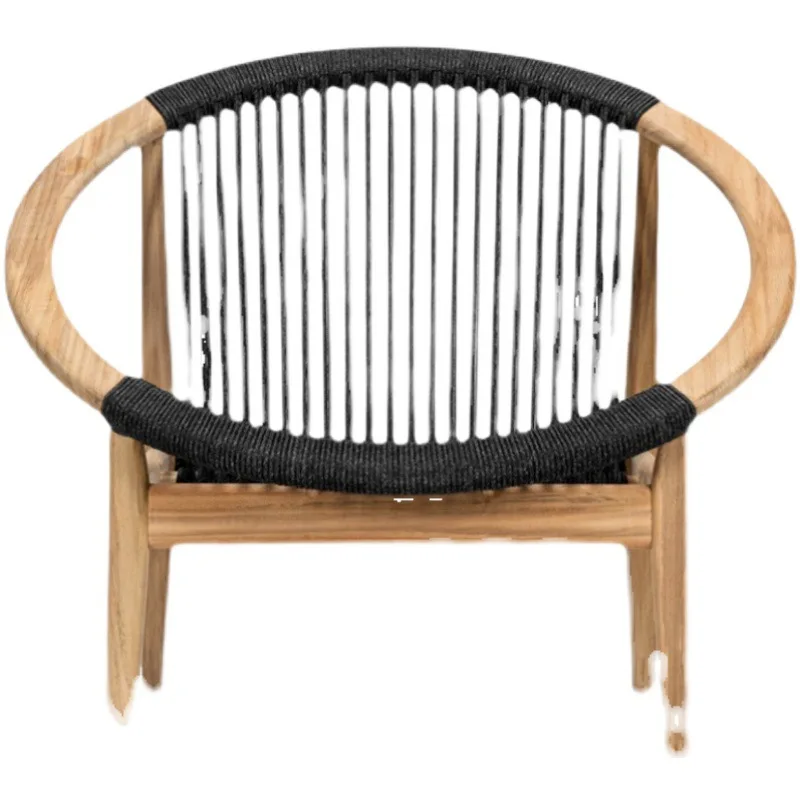 

Balcony solid wood tables and chairs, outdoor courtyard leisure single rattan chair