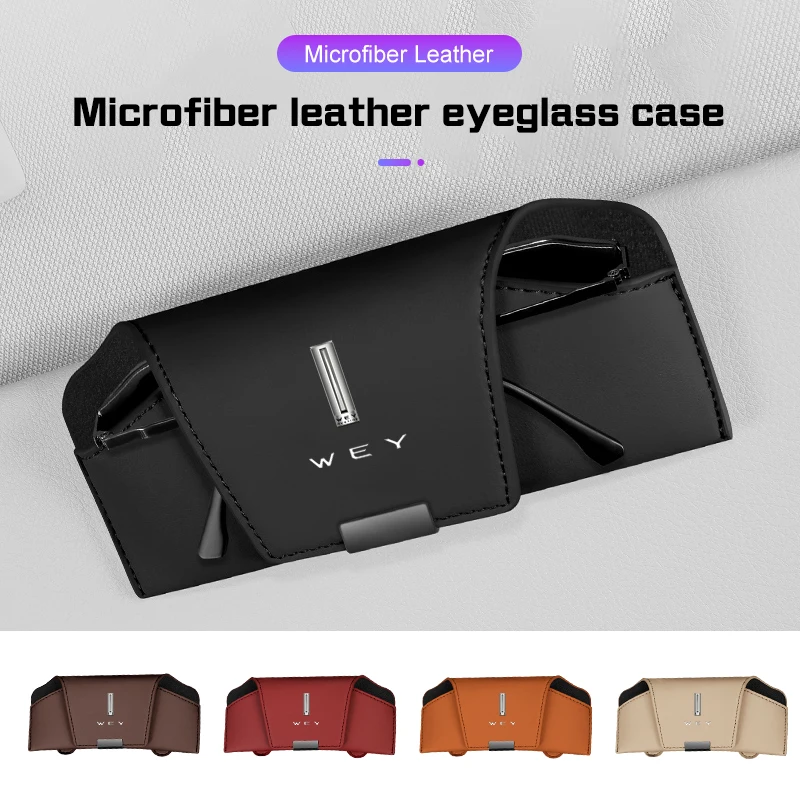 

Leather Car Glasses Case For Great Wall GWY Coffee 01 vv5 vv6 TANK 300 500 400 700 Car Sun Visor Sunglasses Storage Box flocking