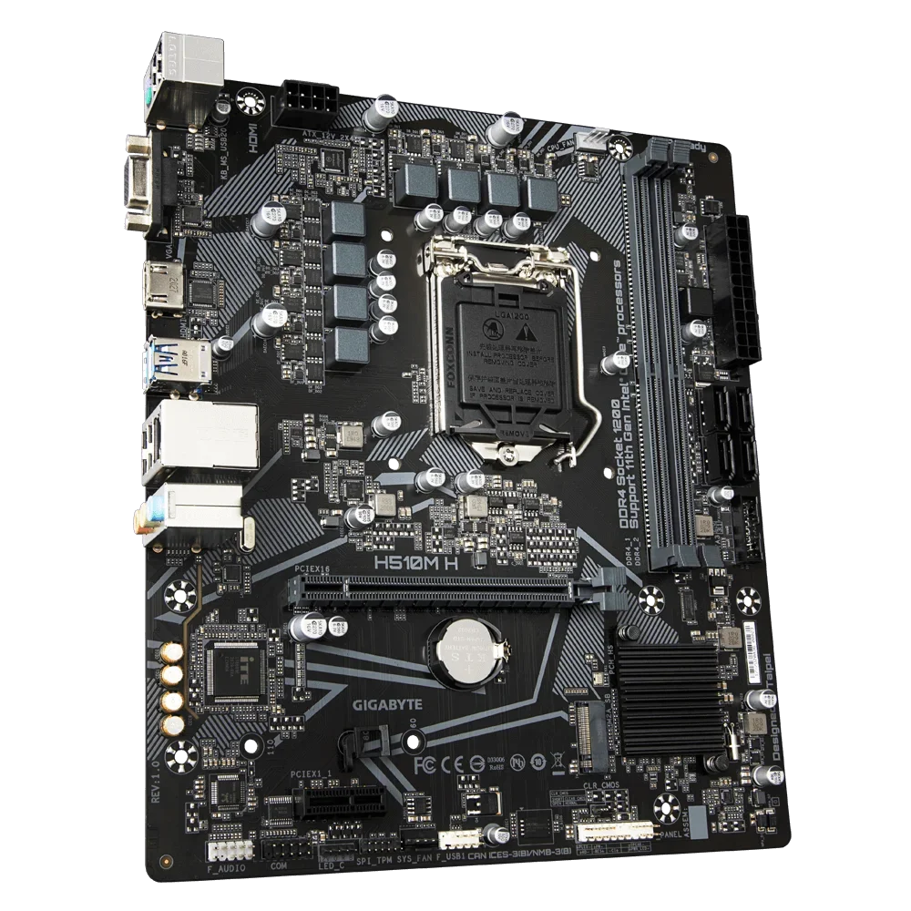 New Gigabyte H510M H motherboard LGA120 socket supports 10th, 11th, and 12th generation Intel processors. DDR4 dual-slot M.2