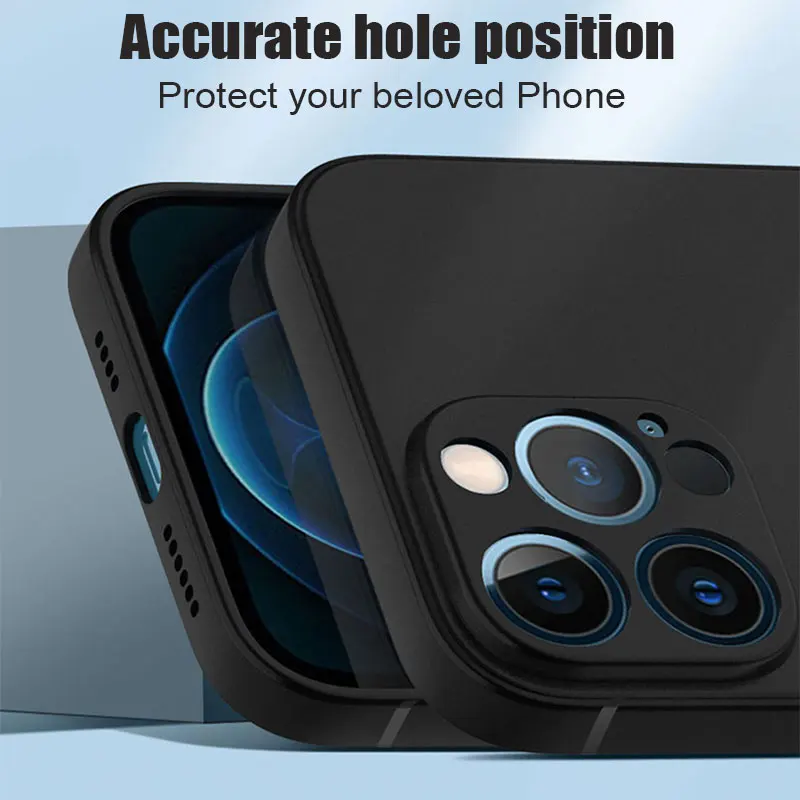 Funda de teléfono negra de lujo para iPhone 16 15 14 11 12 13 Pro Max 7 8 Plus 13 Mini 16E SE 2022 Xr X Xs, cubierta trasera mate suave 4