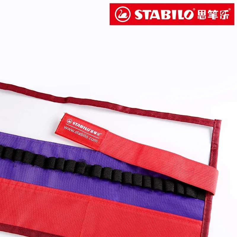 STABILO Pen Bag 30 Holes Roll Up Pencil Case School Supplies Multi-functional Storage Roller Blind With Zipper Bag image 3