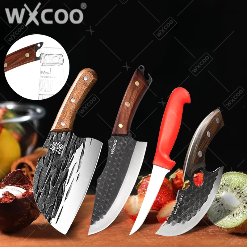 

WXCOO профессиональные ножи для обвалки, ручной кованый кухонный нож для мясника, открывалка для бутылок, нож для мяса, универсальный нож для приготовления пищи, инструмент для барбекю