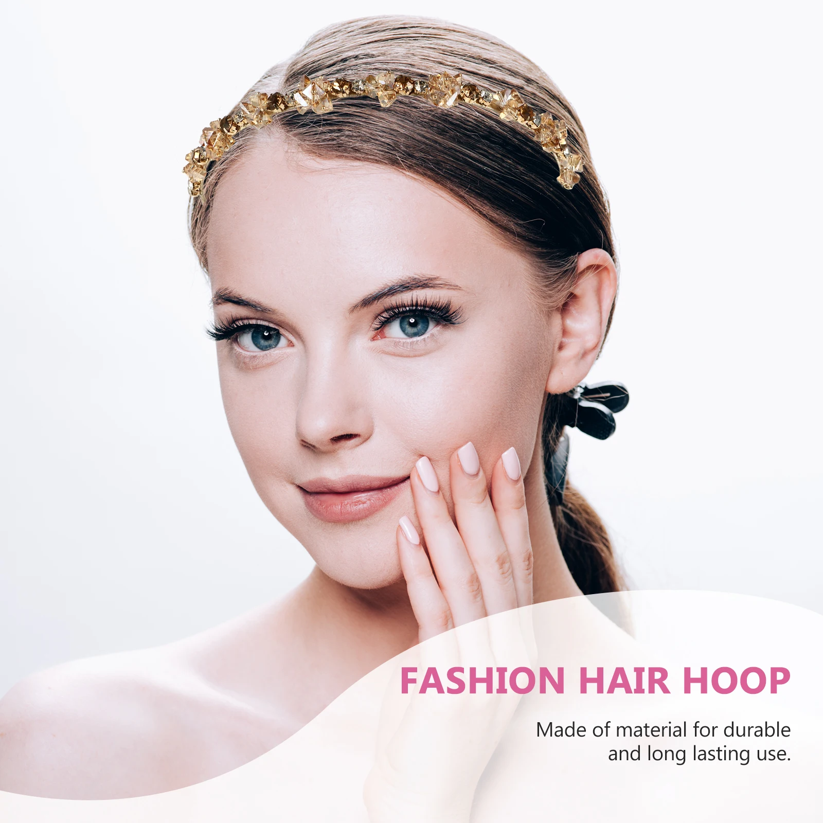

1pc Golden Rhinestone Headband Wide Fashion Headdress For Women Party Hair Elegant Headband Hair Decoration