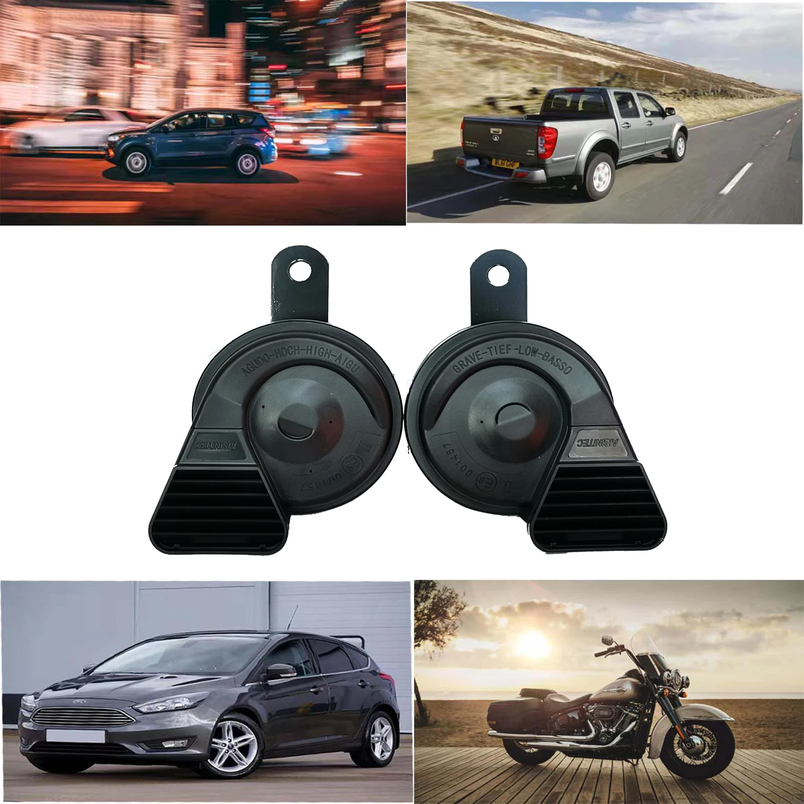 

Loud Car Horn 12V Universal Waterproof Two Tone 510/410Hz High Decibel Snail Replacement Electric for SUV ATV Truck MPV