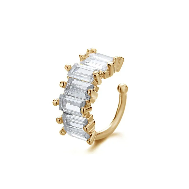 Irregular Square Zircon Ear Clip Earrings for Women