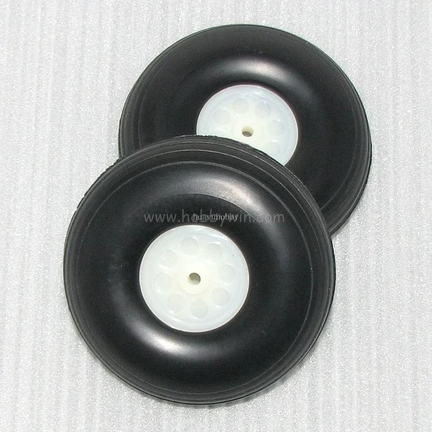 Roues en caoutchouc PU D127 * dia 5 * H46mm, avec moyeu en plastique traité, 2 pièces, pièces de train d'atterrissage d'avion modèle RC