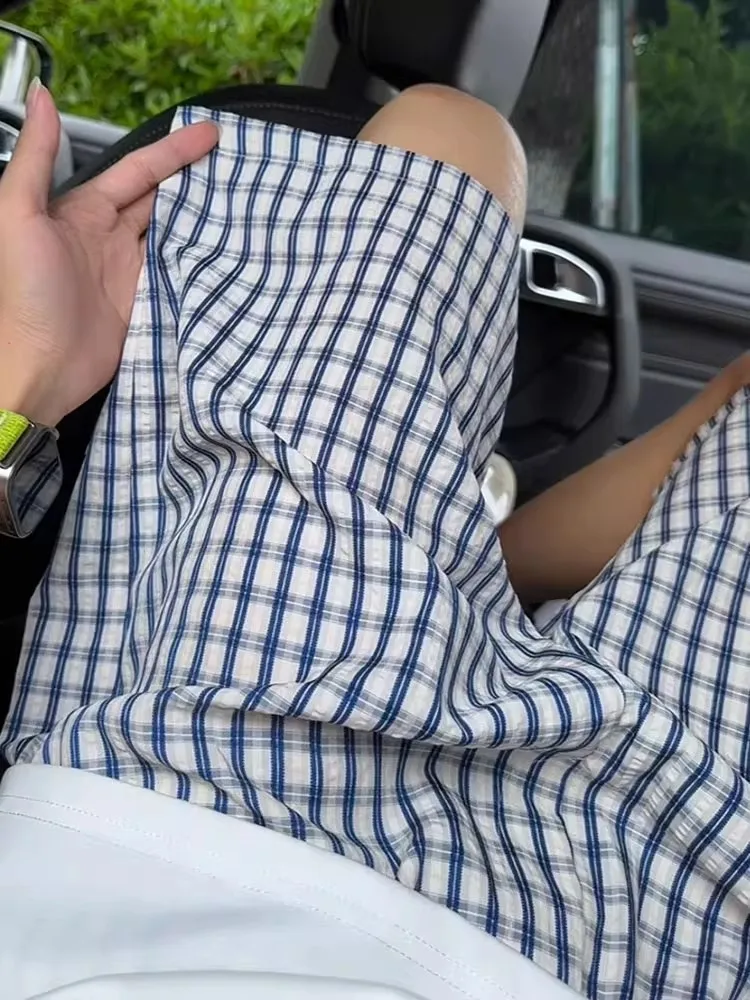 

Ретро Американский Синий Белый Клетчатый orts ex Летняя Звезда Висячие Украшения Дизайн Sensation Пляжная Одежда с пятью точками Повседневные Брюки