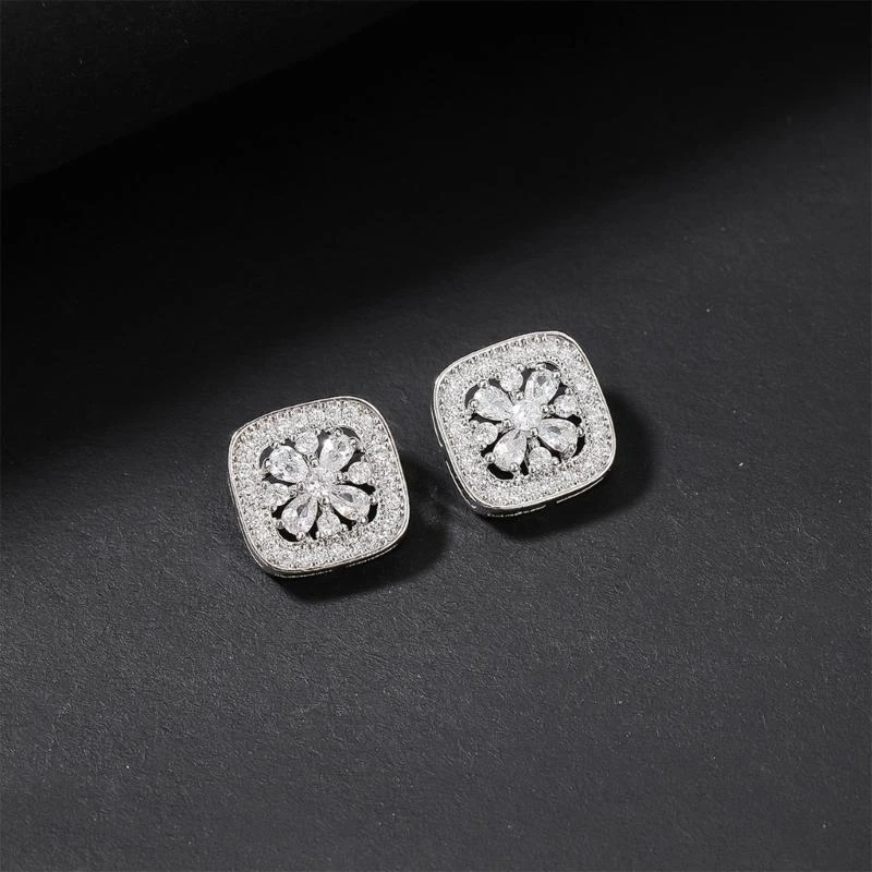 2PCS Square Buttons Sparkling Crystal Cardigan Clothes Decors