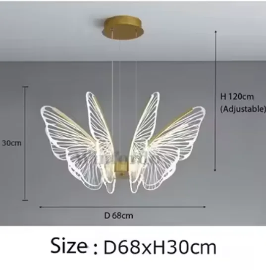 Nordic led ring butterfly ceiling light Creative Gold Art Acrylic light dining Living Room Hotel Bedroom kid's room girl lamp image 3