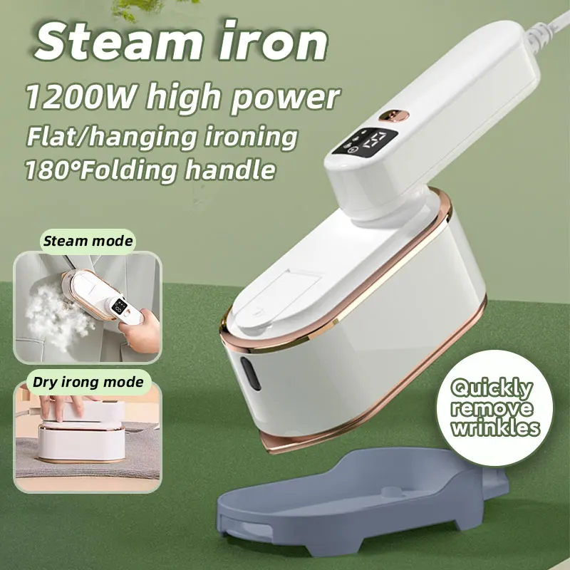 Handheld Garment Steamer Steam Iron,1200W 2-in-1 Hanging & Flat Iron,3 Speed Modes,180°Rotatable Handle, for Home Travel RV Dorm