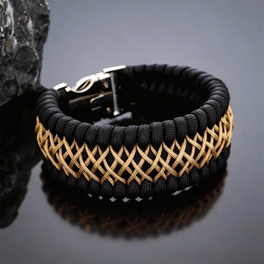Handmade Braided 7-Core Paracord Survival Bracelet Braided Outdoor Camping Climbing Emergency Rope Wristband Vintage Jewelry