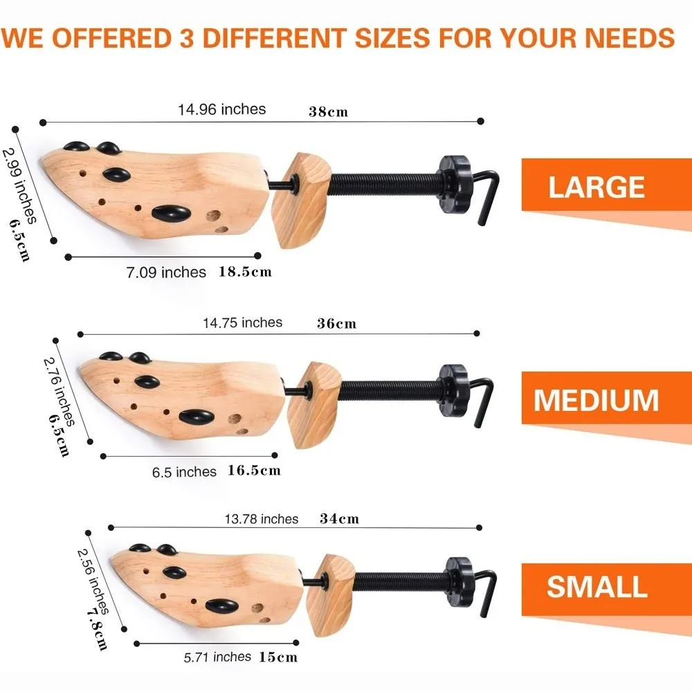 Shoe Care Adjustable Shoe Stretcher Tension Spring Coil Prevent Creasing Shoe Tree Stretcher EU34-46 Wooden Shoe Expander Boots
