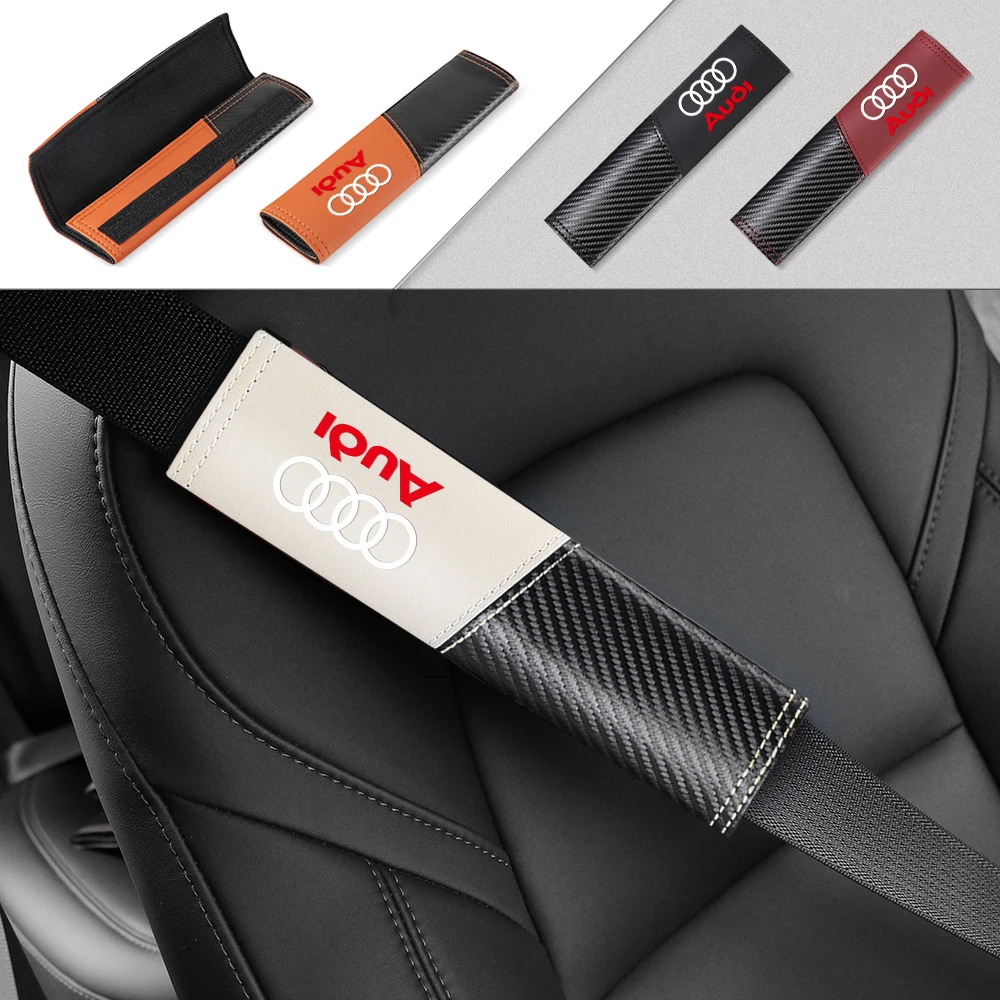 1PCS Carbon Fiber Safety Belt Car Seat Belt Shoulder Pad Protective Center Cover For Audi B3 A4 S2 Q3 B5 8P Q7 Q8 S6 A8 RS Sline