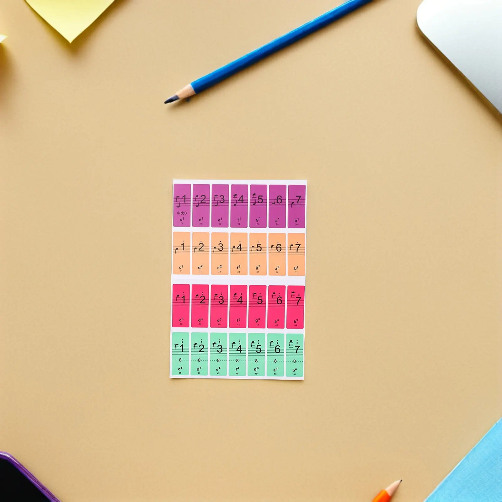 3Sheets Fun Piano Sticker Key Labels Removable Colorful Keyboard Note Guides for Kids Beginners Home Music Class Universal