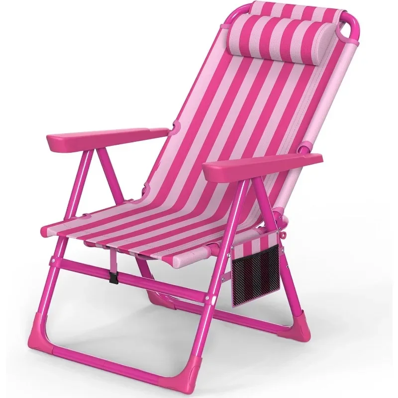 

Backpack Beach Chair, 6-Positions Beach Chairs for Adults with Cooler Bag, Reclining Beach Chair with Cup Holder Folding Camping