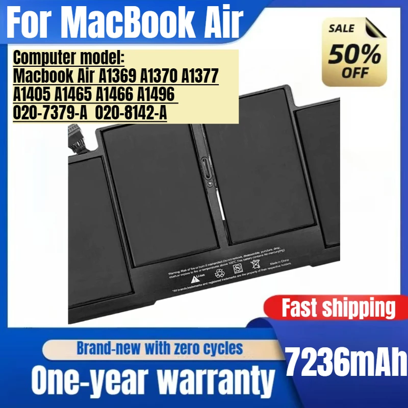 For MacBook Air A1369 A1370 A1377 A1405 Laptop Battery  High Capacity Battery High Quality Replacement Batteries