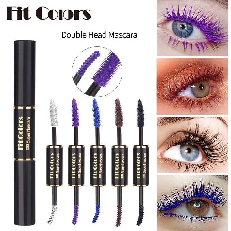 Double Head Colorful Mascara Waterproof Fast Dry Eyelashes Thick Curling Extension Make-Up Eyelashe Blue Purple White Mascara