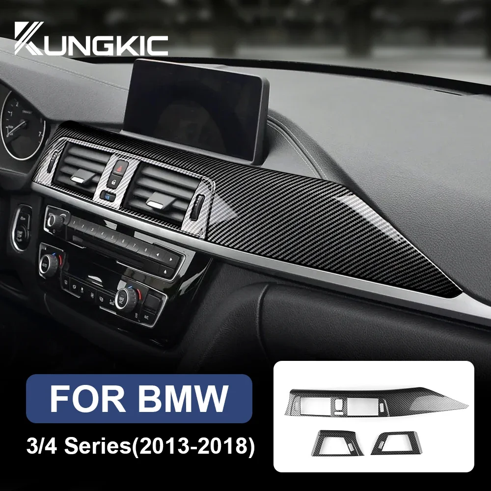 Car Dashboard Panel Decor Decal Sticker Cover For BMW 3 4 Series F30 F31 F32 F33 F34 F36 2013-2018 LHD Interior ABS Carbon Style