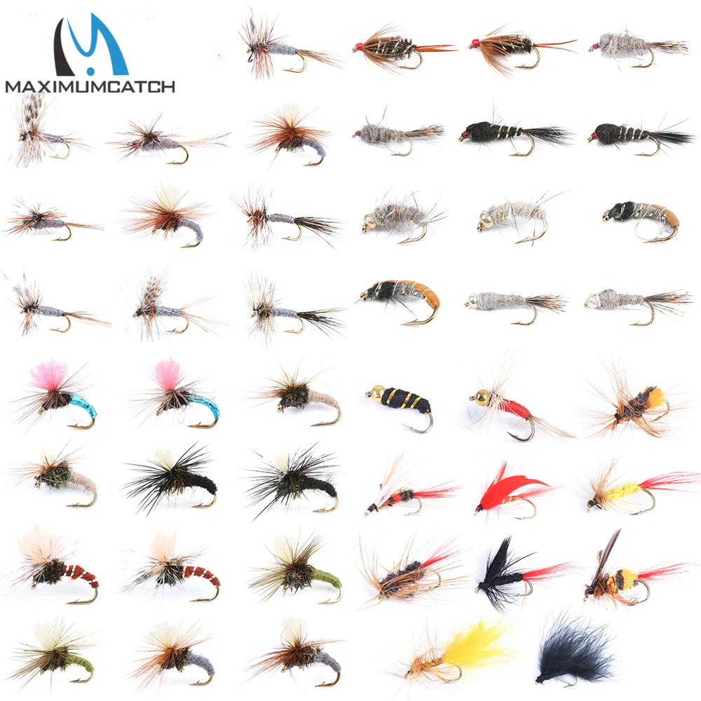 Maximumcatch Fly Fishing Flies Set Streamer Dry Nymph Trout Wet Fly Flies #2-#14 Fishing Lures Fishing Tackle Pesca