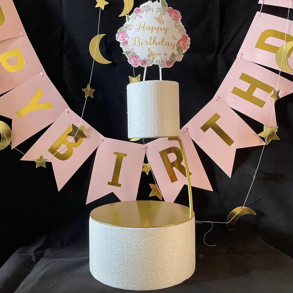 

Metal Cake Stand Floating Cake Separator for Wedding Birthday Graduation Party Cake Decoration
