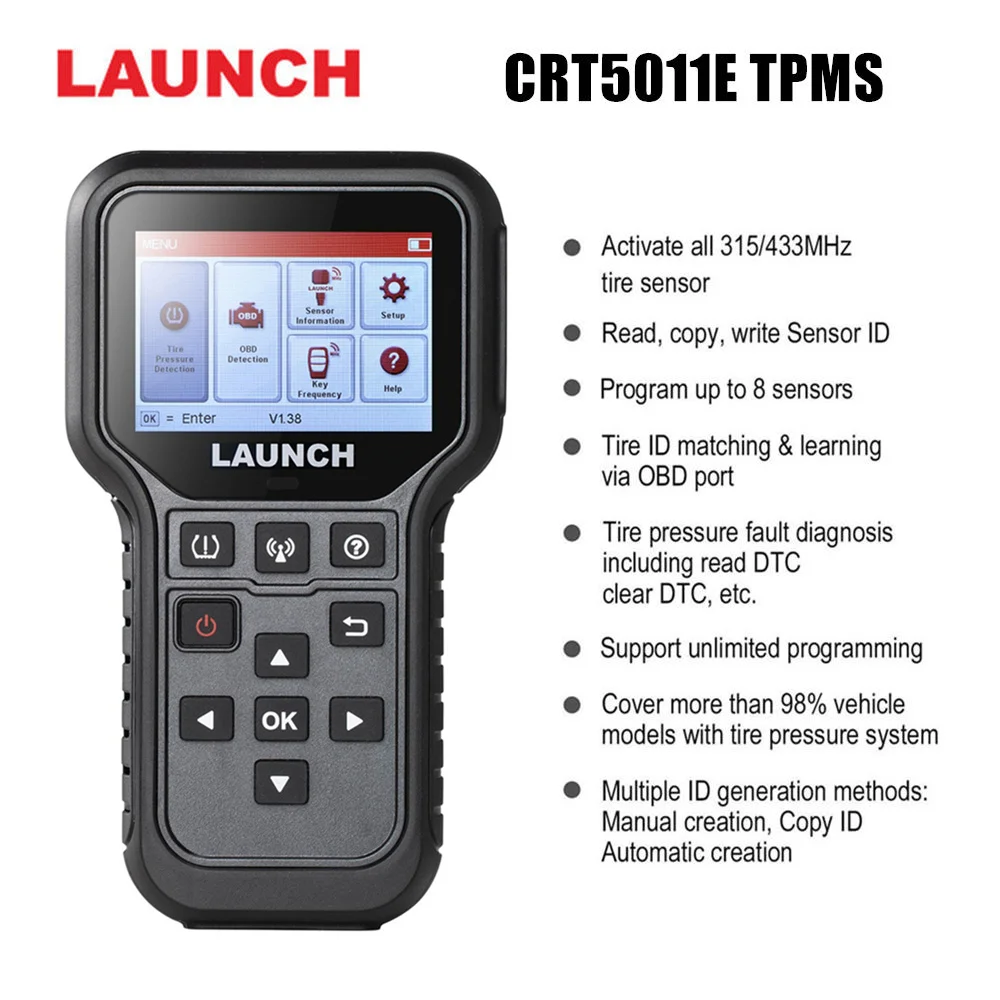 LAUNCH X431 CRT5011E TPMS Activation Diagnostic Tool 433MHz Sensor Activation Programing Learning Reading