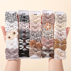 10Pcs/Set Sweet Hair Band Bow Flower Hairbands for Children Girls Sweet HairTies Elastic Rubber Band Hair Rope Hair Accessories