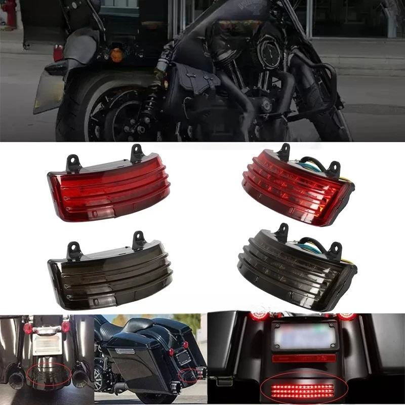 

Motorcycle Tri-Bar LED Rear Tail Brake Fender Tip Light Turn Signal for Harley Touring 2014-2023 Street Glide & Road Glide 15-21