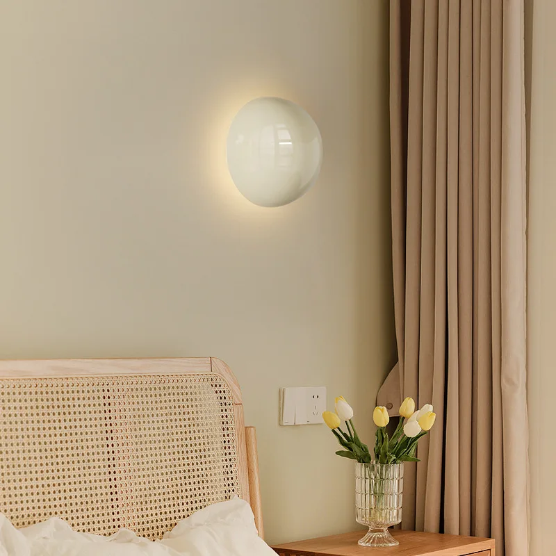 Minimalist Bauhaus LED Small Wall Lamps White Red Round Light Modern Minimalist Living Room Study Bedroom Bedside Wall Lights