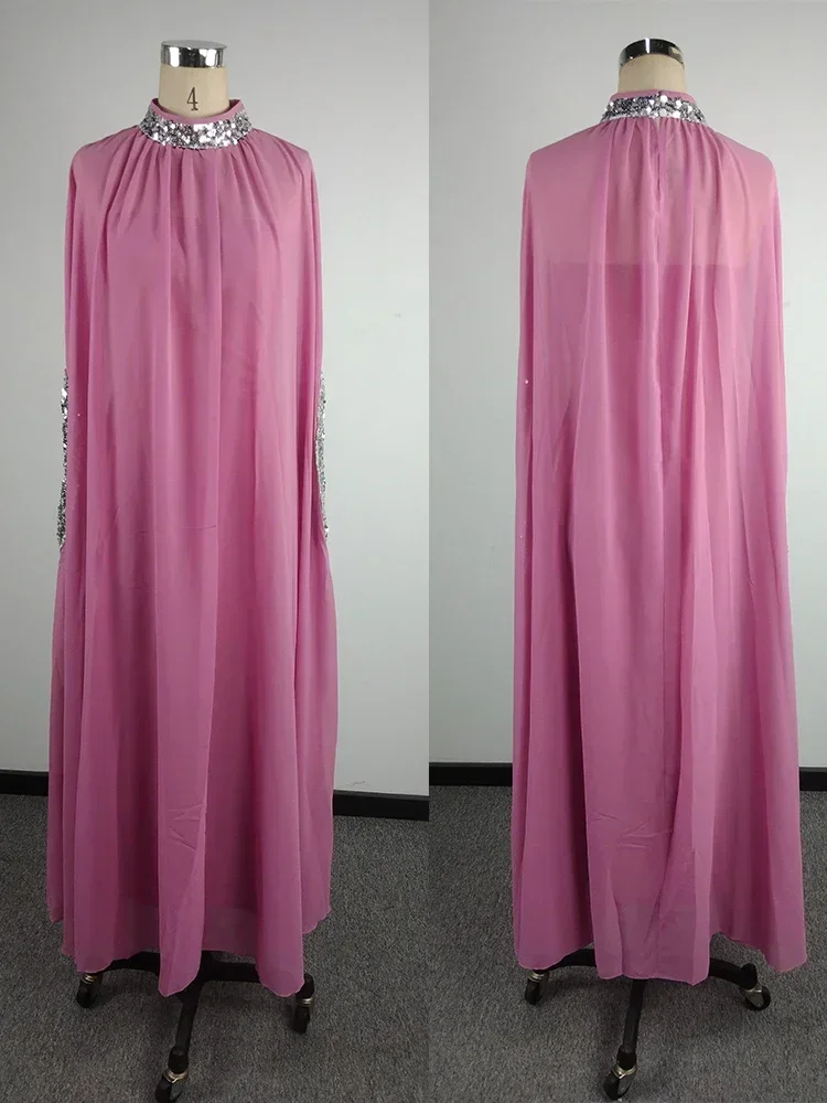 دبي السعودية فستان الحفلات العربية للنساء المغرب قفطان رداء الترتر الشيفون 2 قطعة مجموعة Vestidos De Fiesta الرسن فساتين طويلة