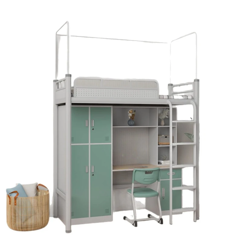 

Student apartment dormitory bed, multi-functional bed under cabinet, desk and chair