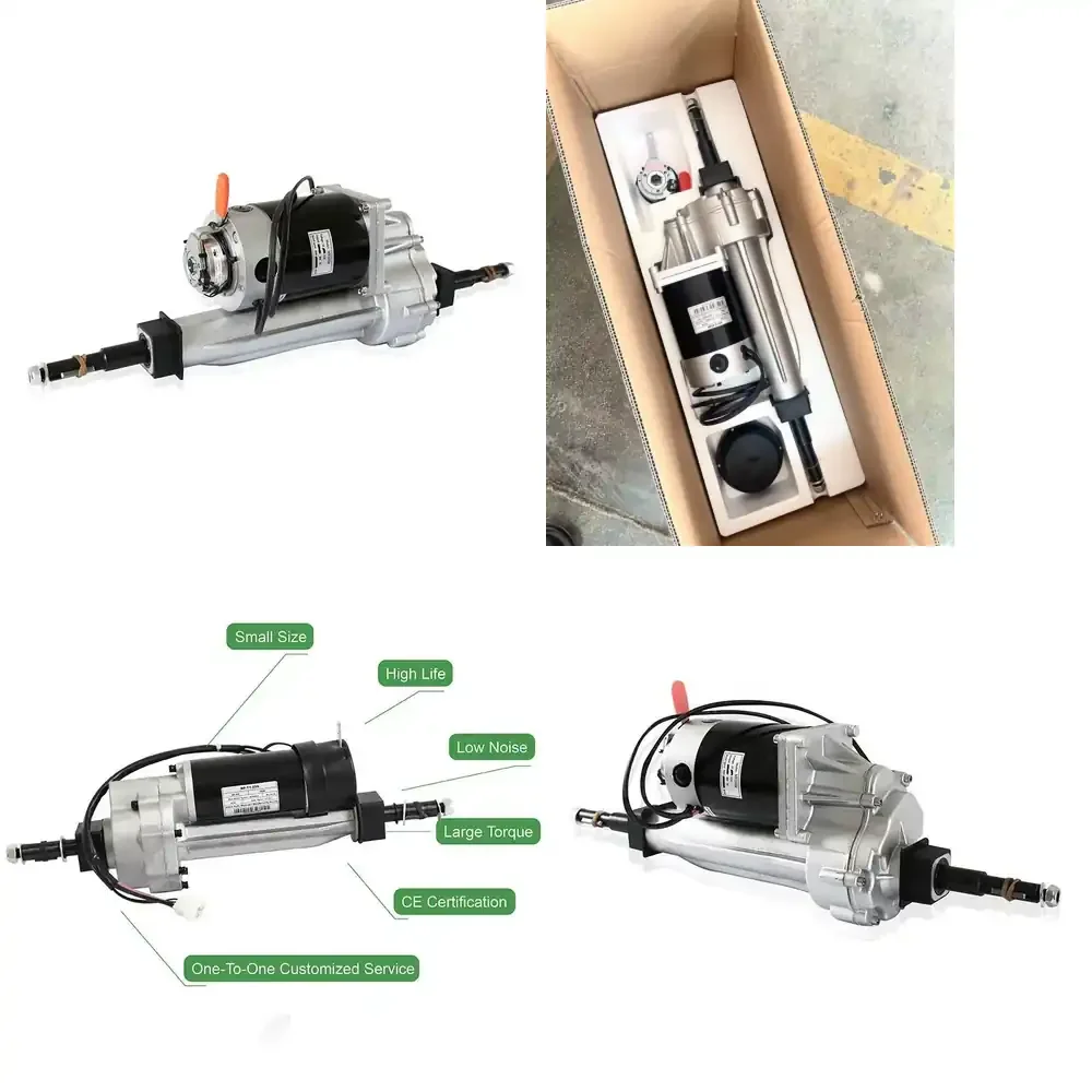 2026 HOT 24v 36v 48V DC mini transaxle motor trolley conversion rear axle for wheelbarrow wheel chair electric golf cart
