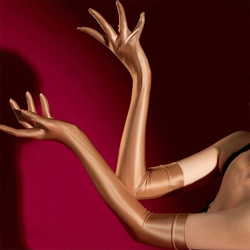 1 Pair High Density Luxury Gloves Women Split Five Fingers Stretchy Long Cuff Mittens Night Club Cosplay Party Accessories