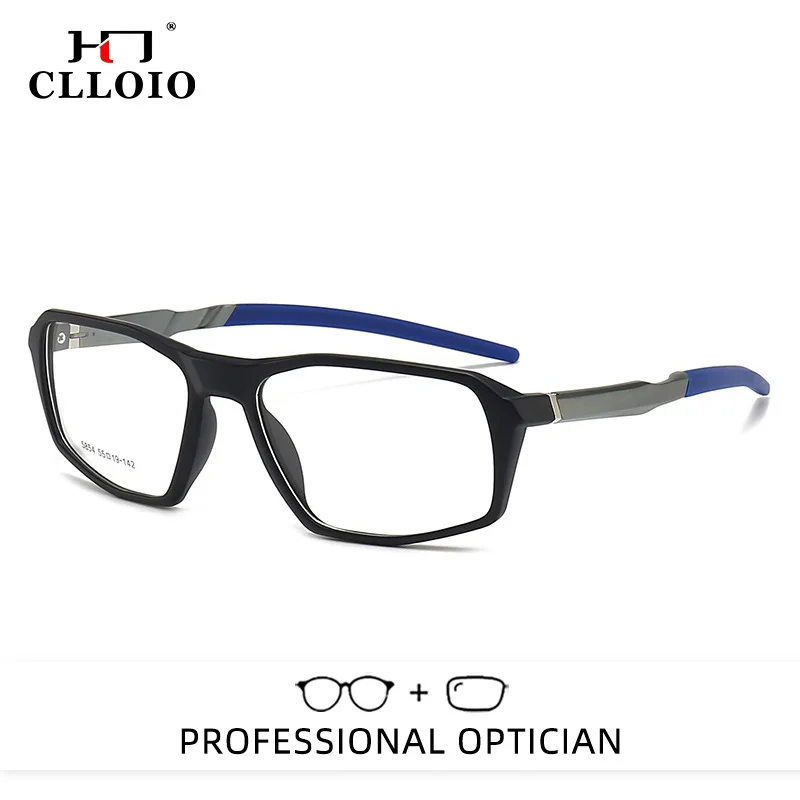 

CLLOIO Lightweight Sporty Blue Light Blocking Men Myopia Glasses Minimalist TR90 Square Progressive Prescription Reading Glasses