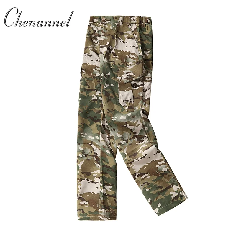 กางเกงคาร์โก้ลายพรางผู้ชาย กางเกงหลายกระเป๋า สไตล์ยุทธวิธี ทันสมัย ใช้งานได้หลากหลาย