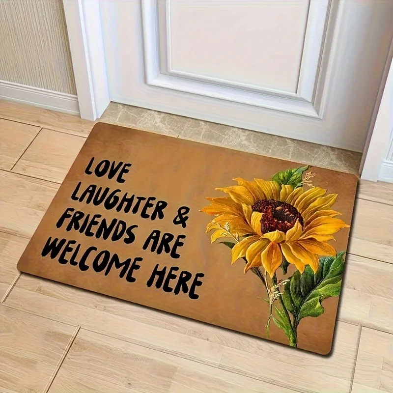 Sunflower Pattern Mat Soft Welcome Doormat for Home Kicthen Indoor Washable Bathroom Bedroom Decor Rug Non-slip Entrance Carpet