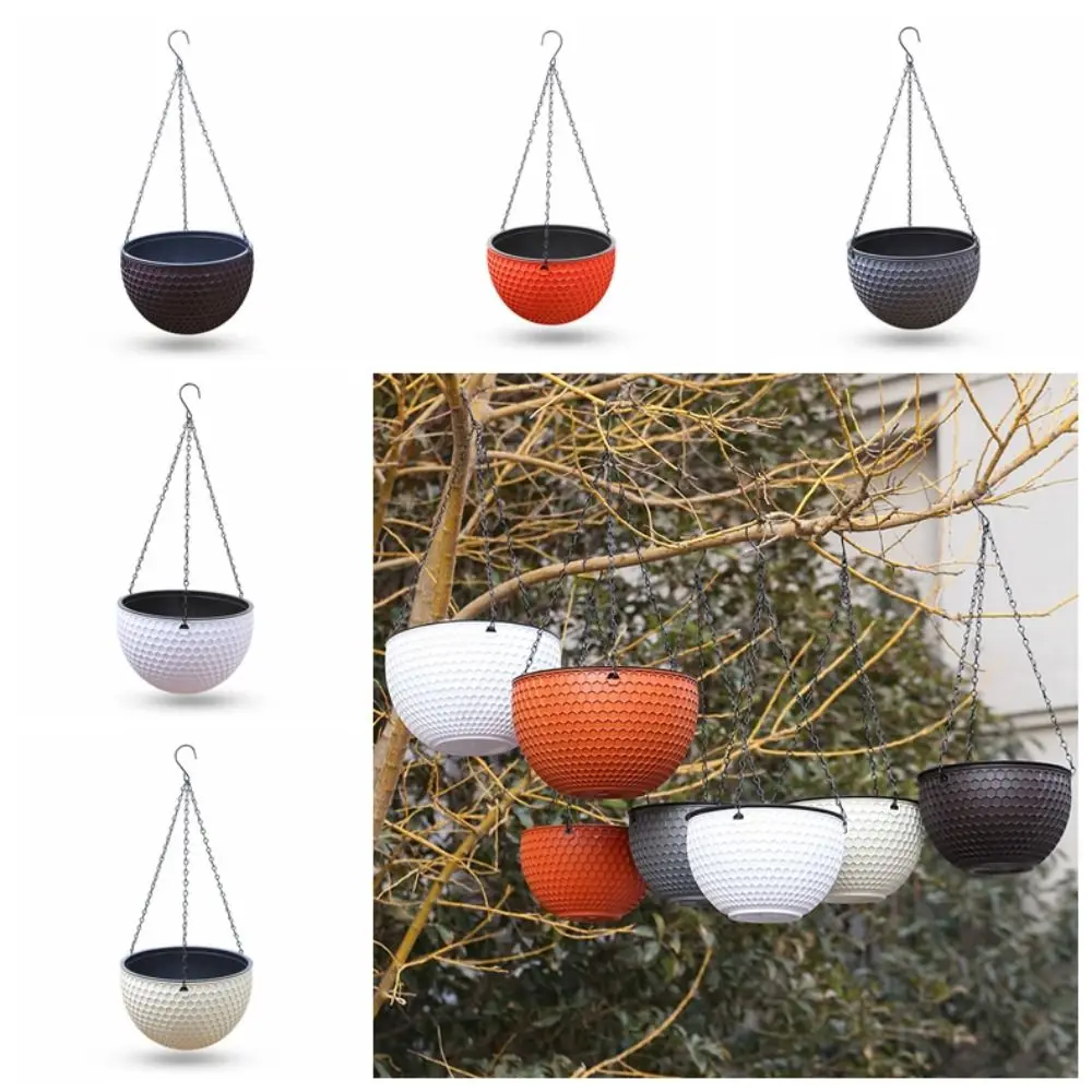 With Drainer and Hanging Chain Honeycomb Hanging Flower Pot Self-Waterin Thickened Hanging Flower Basket Sturdy Strong Plant Pot