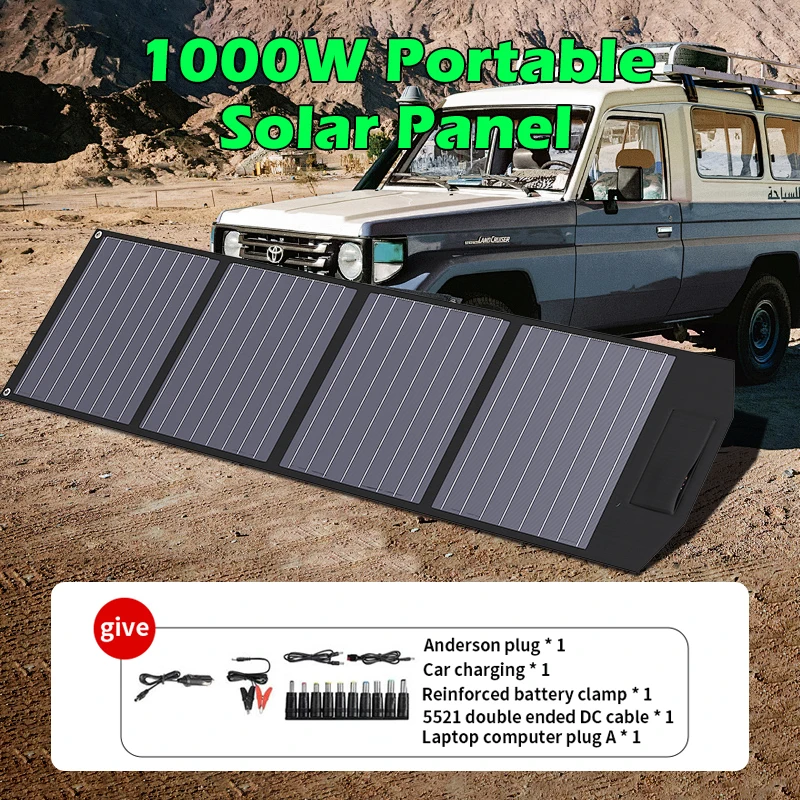 ETFE 1000W Foldable Solar Panels Cell 12V 18V 36V Portable Solar Charging Complete Kit for Outdoor Tourism Camping Power Station