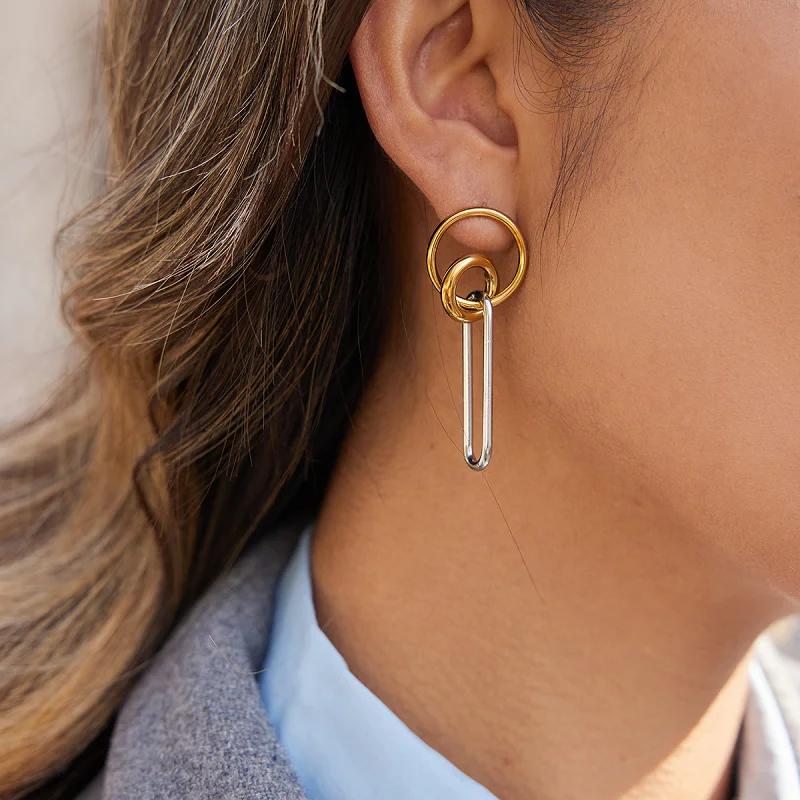 Miia New Minimalist Mixed Color Earrings For Women 18K Gold Plated Stainless Steel Earrings Simple Fashion Jewelry Girls Gift