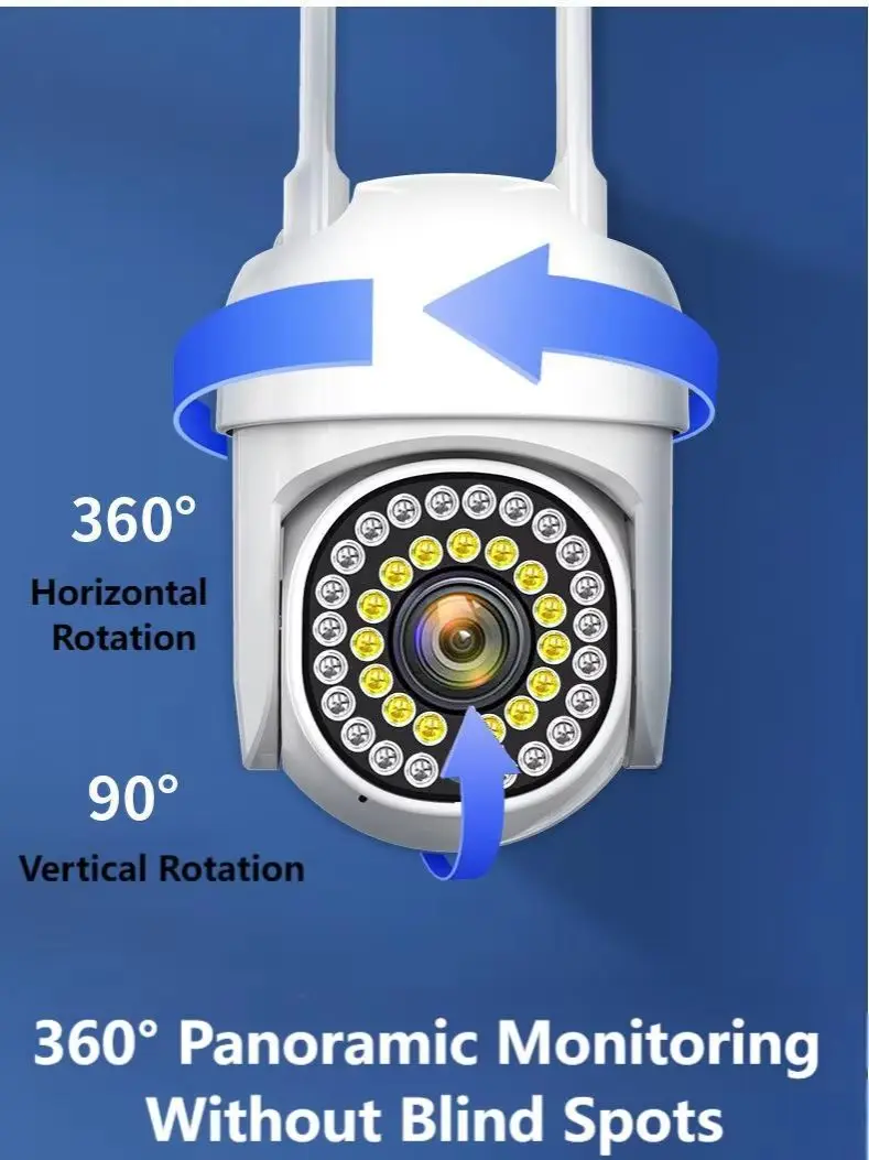 2MP/1080P IP Camera IP66 Waterproof 352° Horizontal 95° Vertical Infrared Night Vision Human Smart Detection Remote Monitor