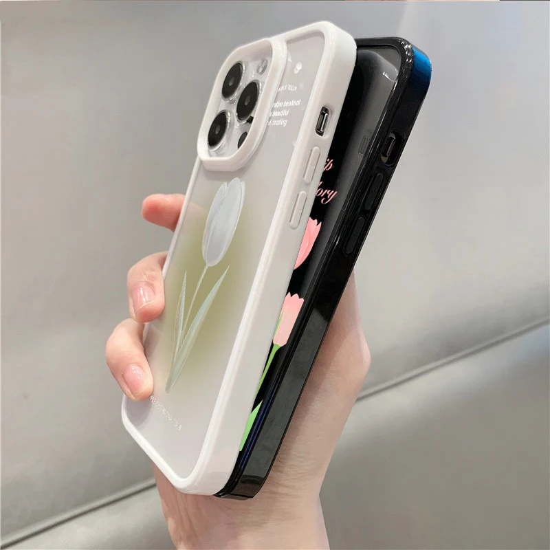 Cute Pink Tulip Floral Phone Case for Redmi Note 14 13 12 10 9 11 Pro Plus 5G Redmi 13 14C 13C 12C 4G Clear TPU Shockproof Cover - view 5