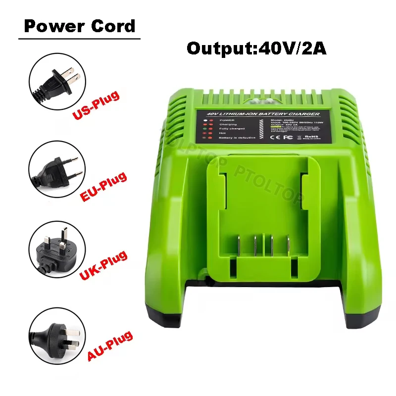 Carregador de Bateria Rápido Portátil com Indicador Led Bateria de Lítio Greenworks G40b4 G40b6 Gwt40vs2 Gb40v 40v 29472 29727