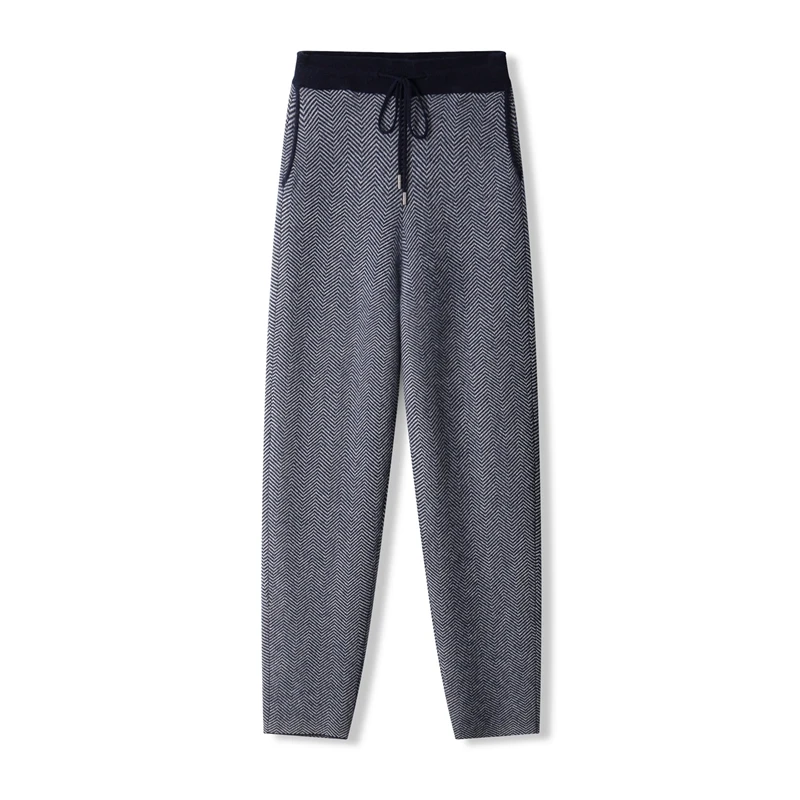 Men Mock Neck Sweater Cardigan Pants Suit Autumn Winter 100% Merino Wool Zipper Coat Thick Warm Chevron Pattern Wool Knitwear