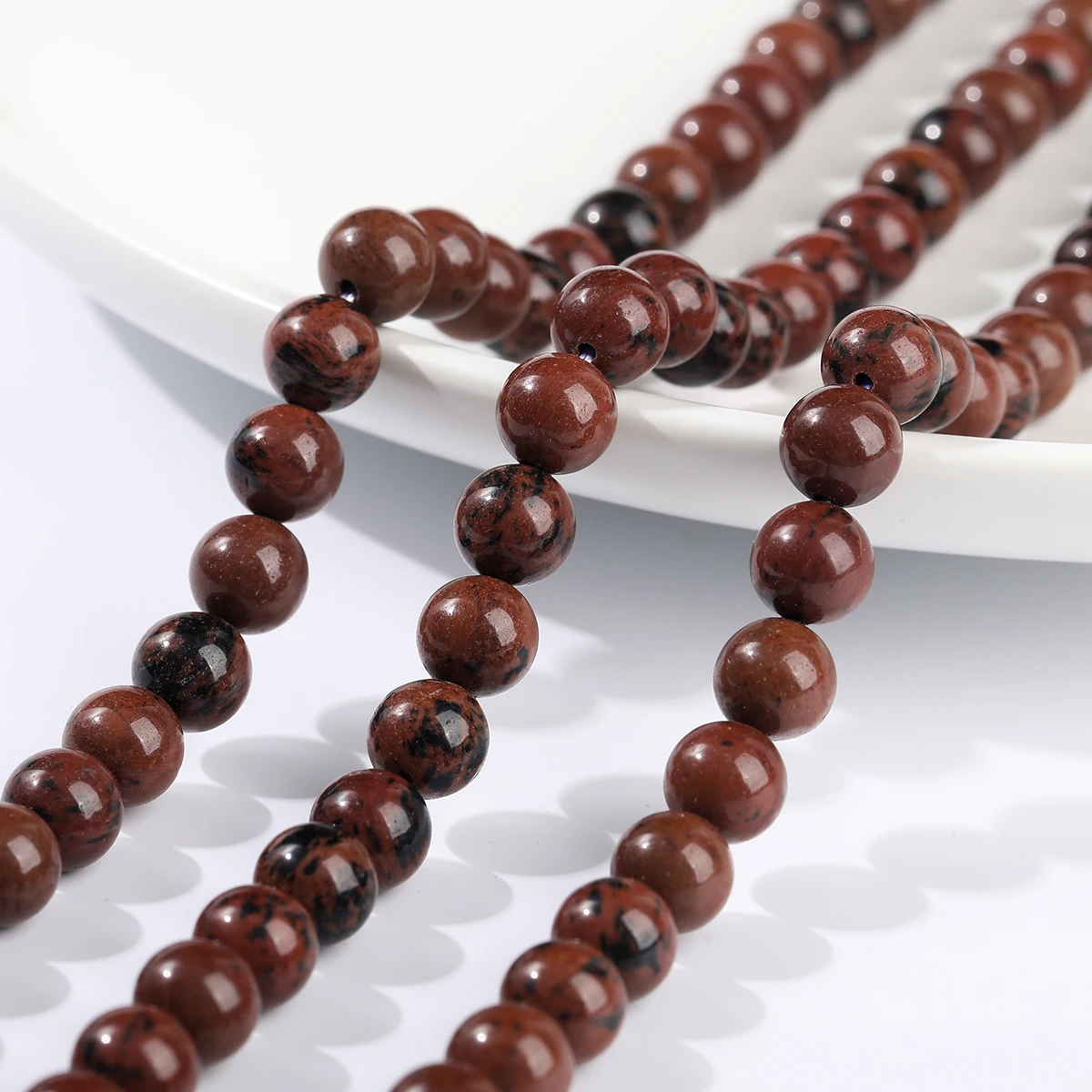 Cuentas de piedra de cisne dorado Natural de 6, 8, 10mm, cuentas espaciadoras sueltas redondas para fabricación de joyería, accesorio para pulsera y collar DIY de 15"