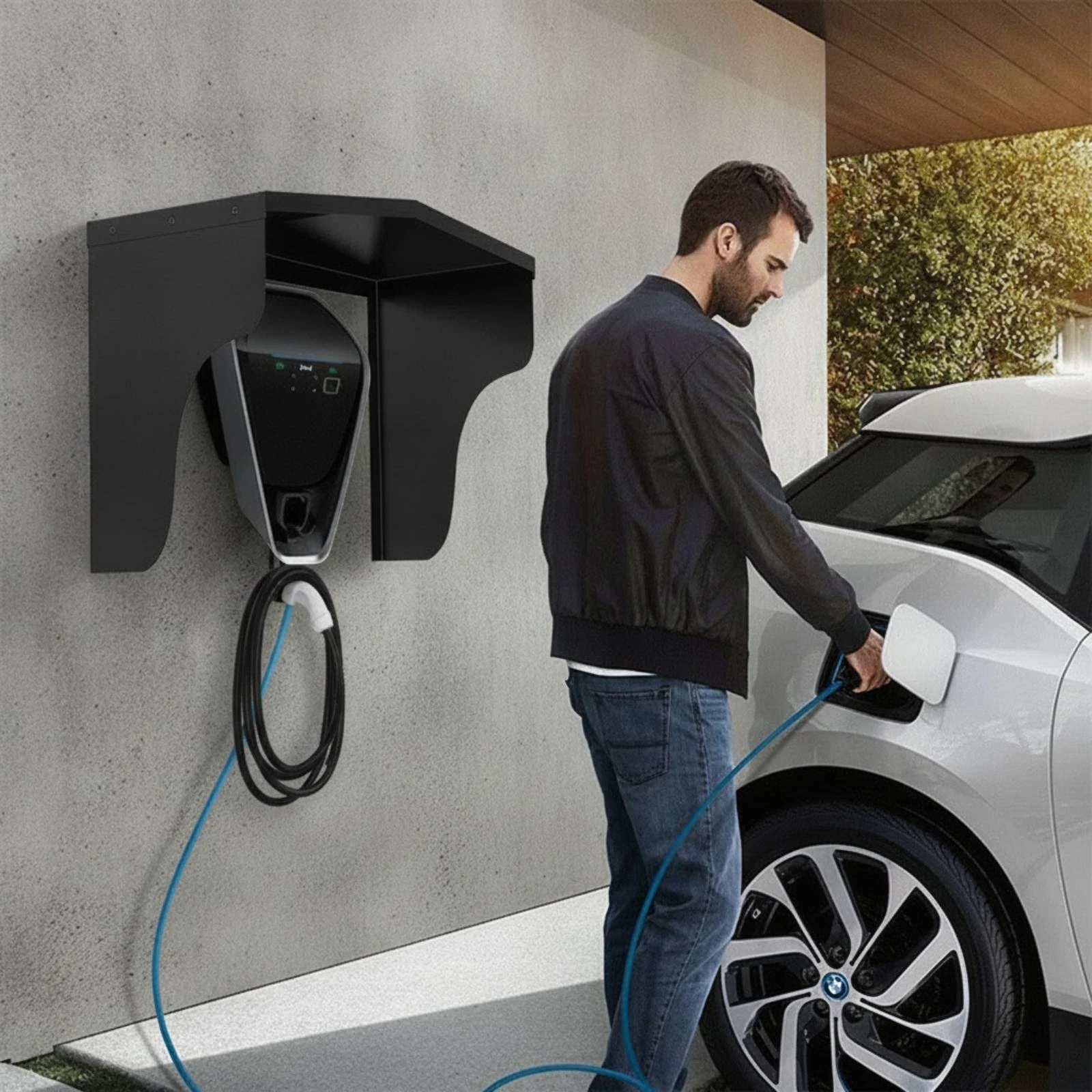 Wall-Mounted Weather Protection Roof Compact Wall-Mounted Charger Cover Charging Station Safeguarding Roof Rigid for Driveway