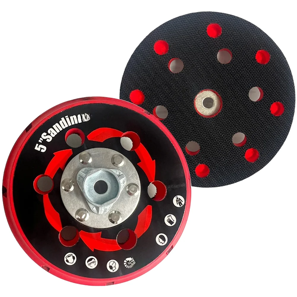 Red 5-Inch 15-Hole DA Polishing Pad Eccentric Orbital Sander Disc For Auto Detailing And Furniture Finishing